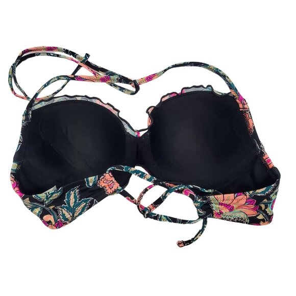 Shade & Shore Womens Black Metallic Neon Paisley Underwire Halter Bikini Top 34B - Picture 8 of 8